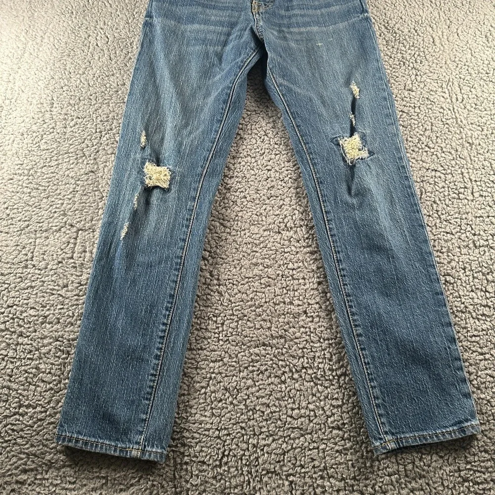 Levis 501 S Jeans Womens 12‎ Premium Button Fly Straight Leg Skinny Distressed